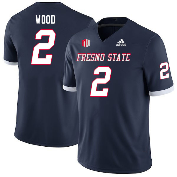Men #2 Joshua Wood Fresno State Bulldogs College Football Jerseys Stitched Sale-Navy